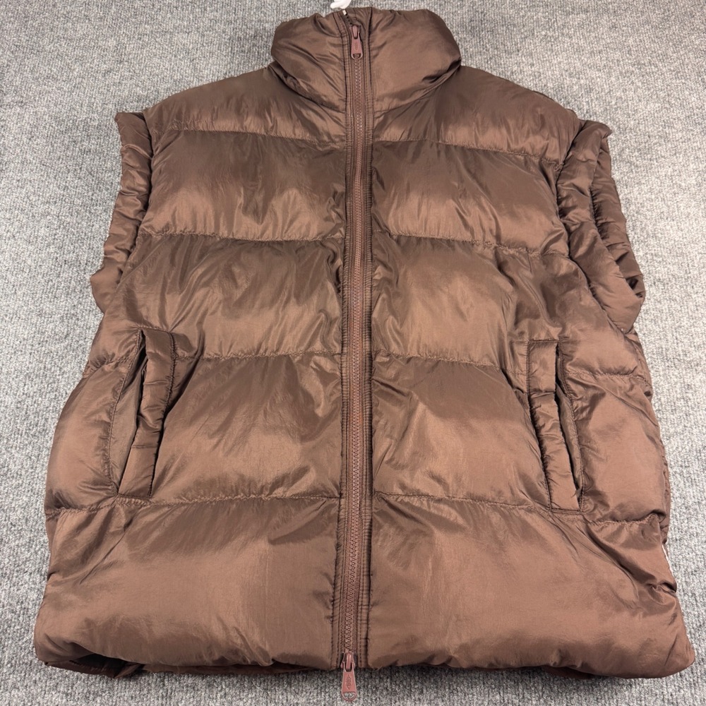 Free People Movement Pippa Puffer Vest Women XS Brown Oversized Quilted Full Zip